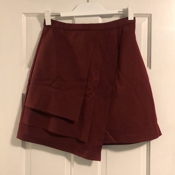 Anthropologie asymmetrical skirt in maroon | size 4 - Picture 1 of 4
